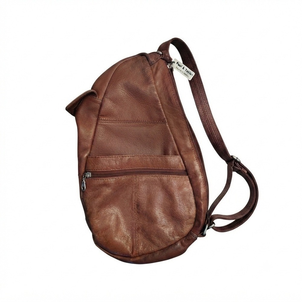 Paul & Taylor Brown Leather Teardrop  Retro Bag Crossbody Backpack Messenger